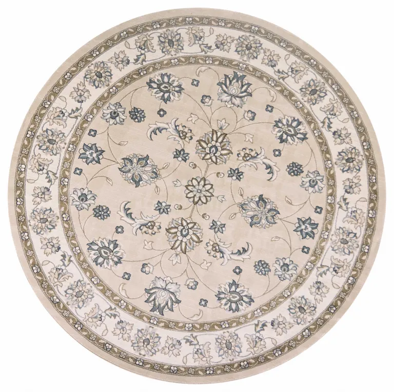 Round  Polypropylene Beige or  Ivory  Area Rug Photo 1