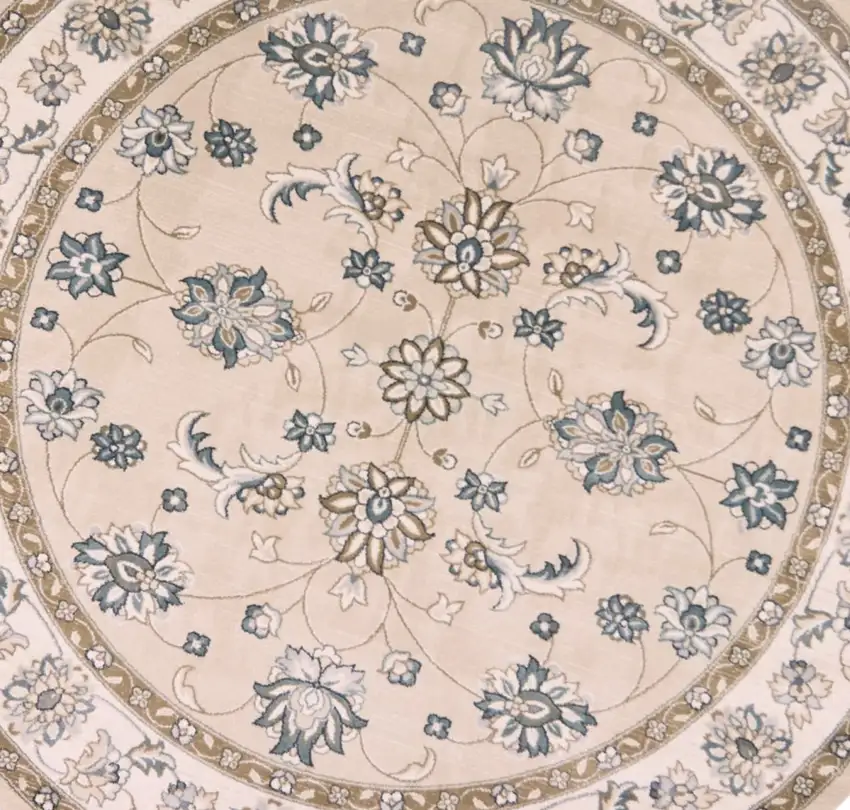 Round  Polypropylene Beige or  Ivory  Area Rug Photo 2