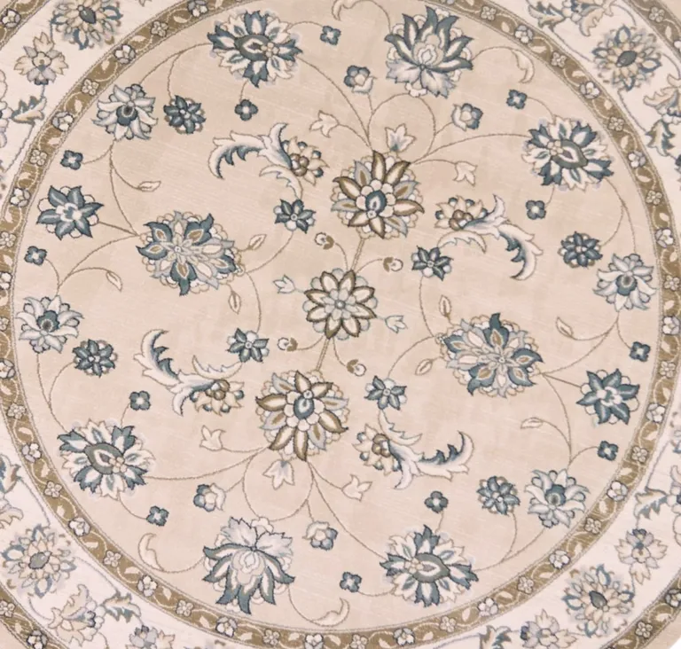 Round  Polypropylene Beige or  Ivory  Area Rug Photo 2
