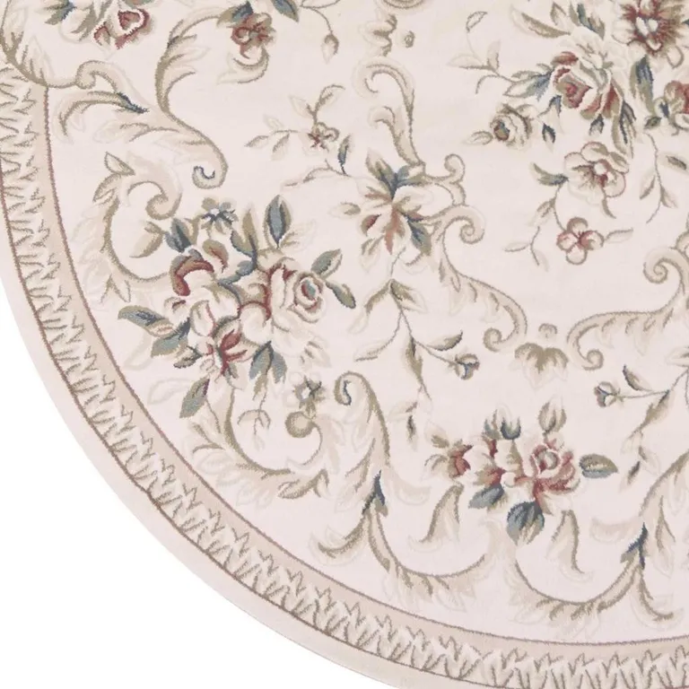 Round Polypropylene Ivory Area Rug Photo 5