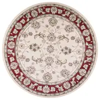 Photo of Round Polypropylene Ivory or Red Area Rug