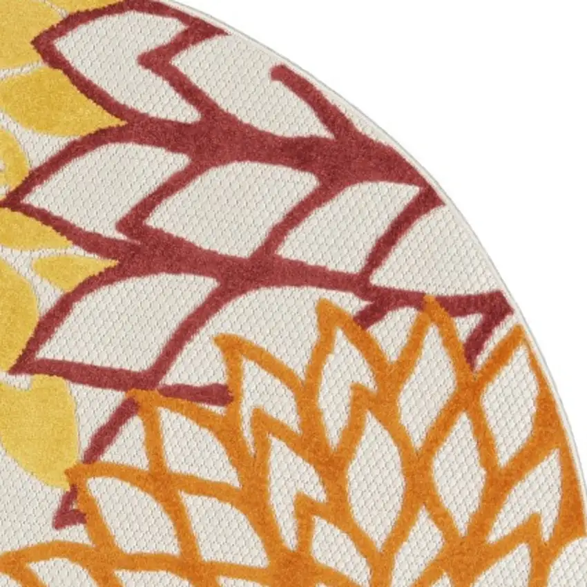 Round Red Tropical Indoor Outdoor Area Rug Photo 12