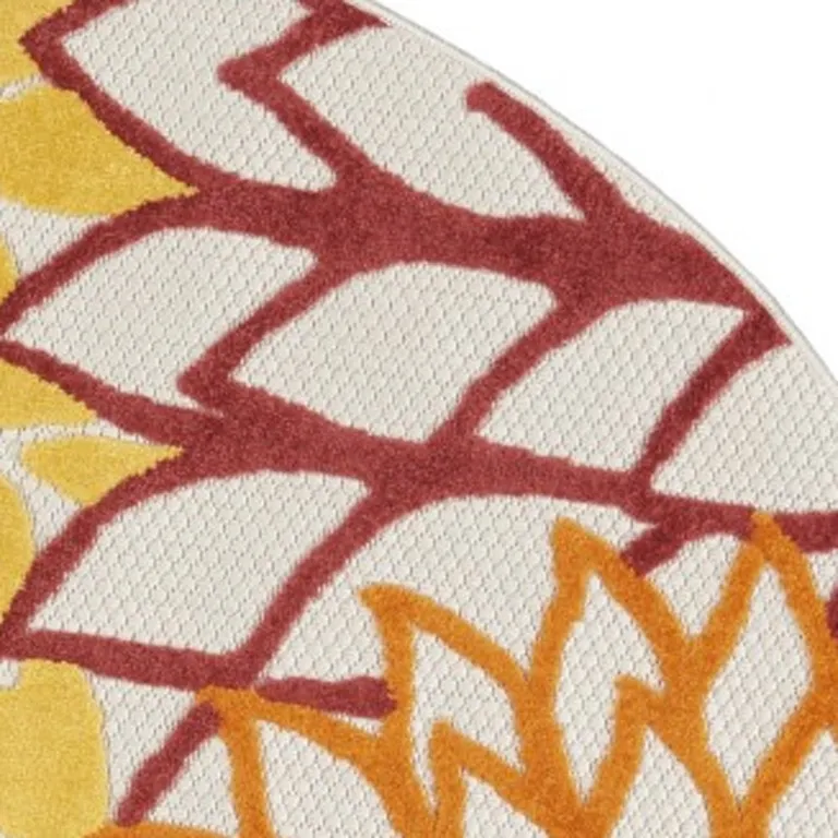 Round Red Tropical Indoor Outdoor Area Rug Photo 1
