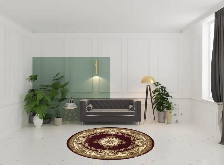 Red Or Ivory Floral Bordered Indoor Area Rug Photo 2