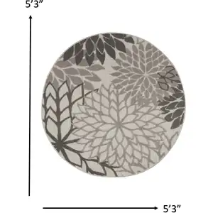 Photo of Round Silver and Gray Indoor Outdoor Area Rug