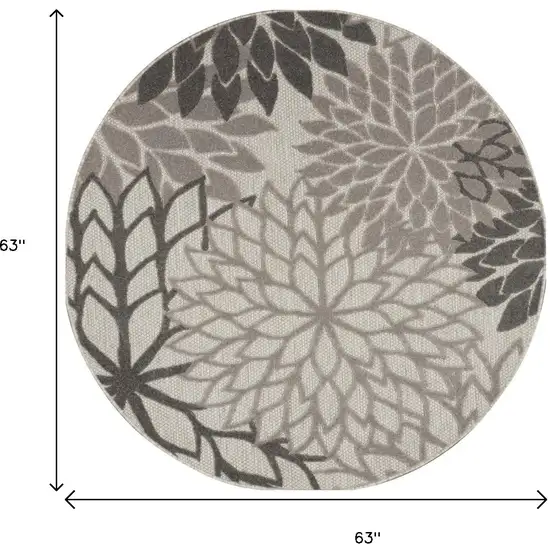 5' Gray Round Indoor Outdoor Area Rug Photo 9