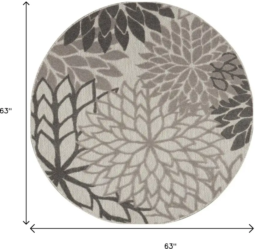 5' Gray Round Indoor Outdoor Area Rug Photo 9