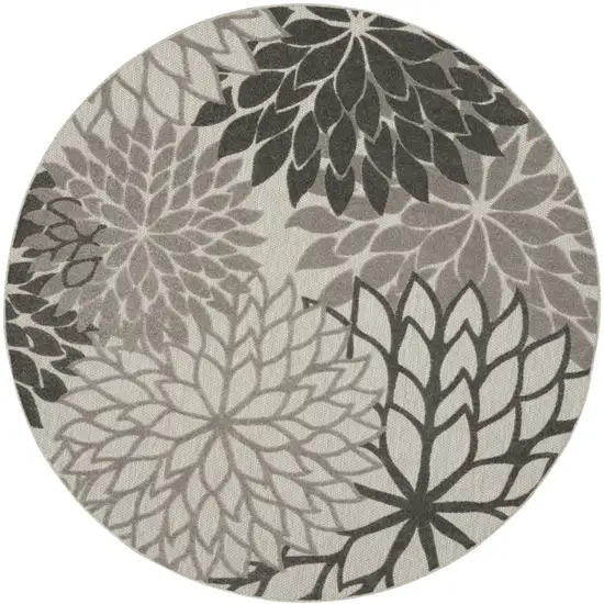 8' Gray Round Indoor Outdoor Area Rug Photo 3