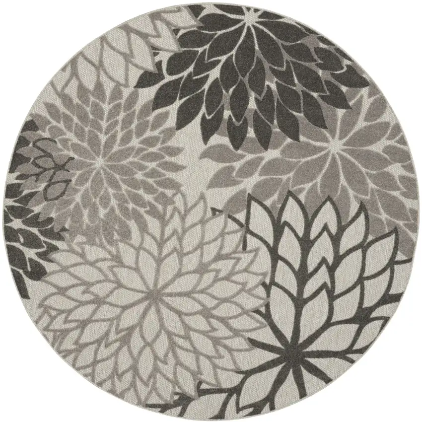 8' Gray Round Indoor Outdoor Area Rug Photo 3