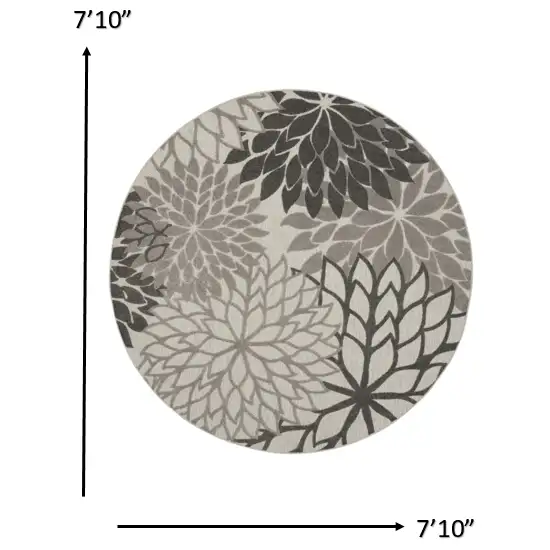 Round Silver and Gray Indoor Outdoor Area Rug Photo 5