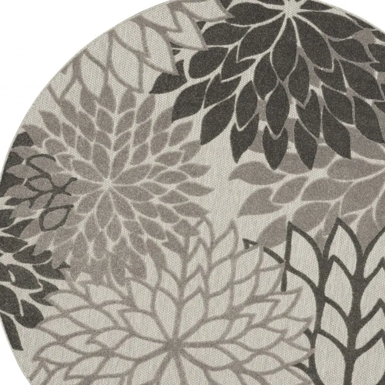 Round Silver and Gray Indoor Outdoor Area Rug Photo 2