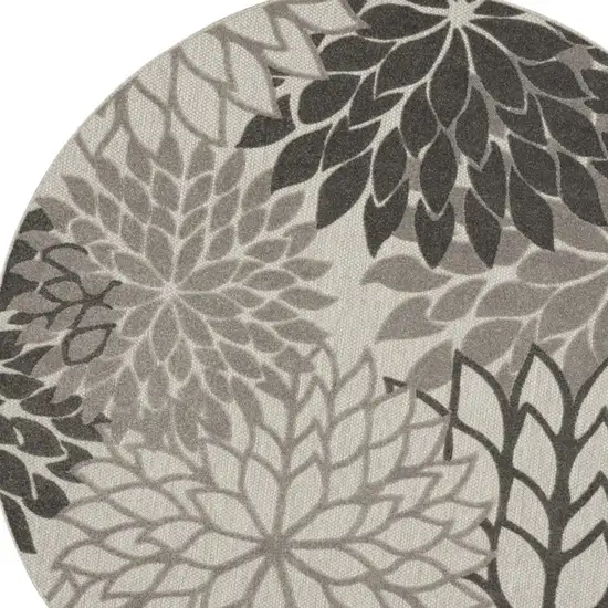 Round Silver and Gray Indoor Outdoor Area Rug Photo 8