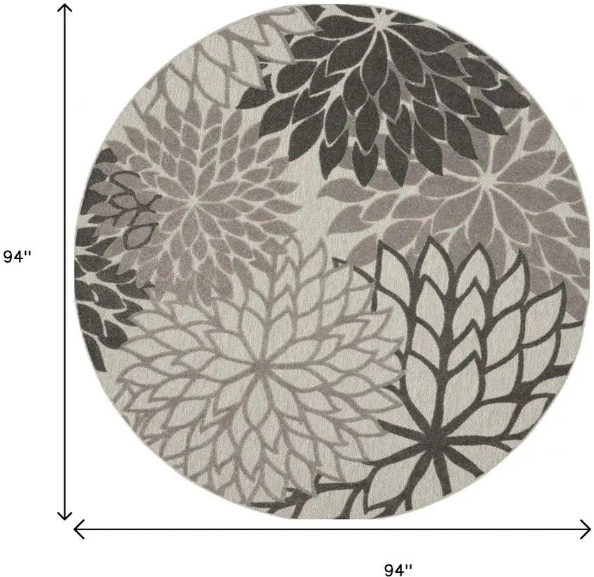 8' Gray Round Indoor Outdoor Area Rug Photo 9