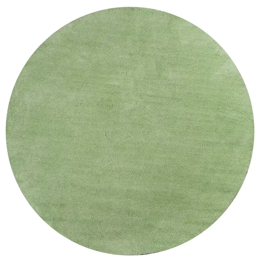 Round Spearmint Green Plain Indoor Area Rug Photo 3