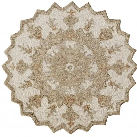 Tan Retro Modern Medallion Area Rug Photo 4