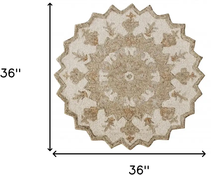 Tan Retro Modern Medallion Area Rug Photo 3