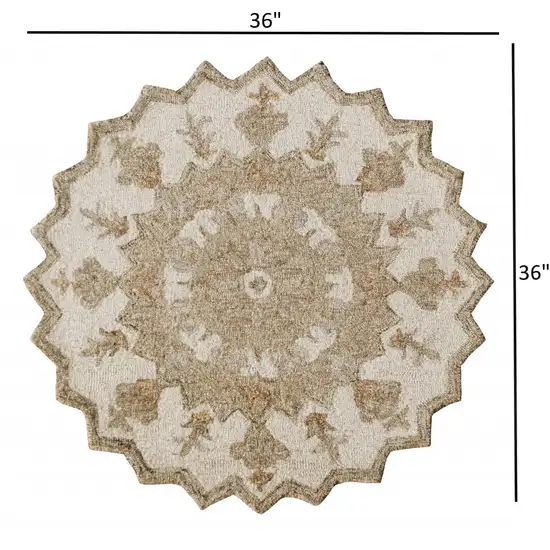 Tan Retro Modern Medallion Area Rug Photo 8