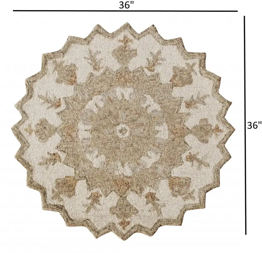 Tan Retro Modern Medallion Area Rug Photo 8