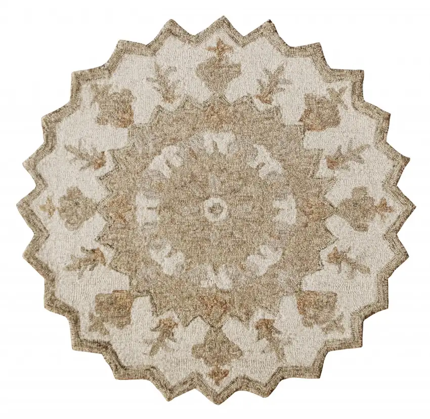 Tan Retro Modern Medallion Area Rug Photo 2