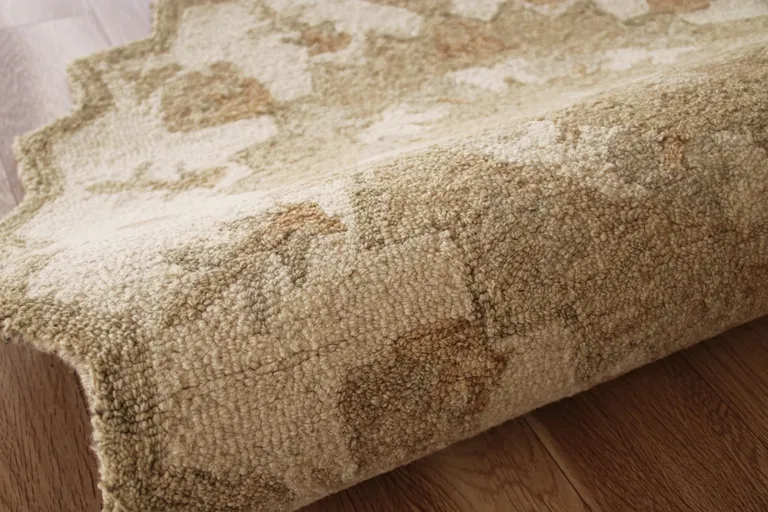 Round Tan Retro Modern Medallion Area Rug Photo 3