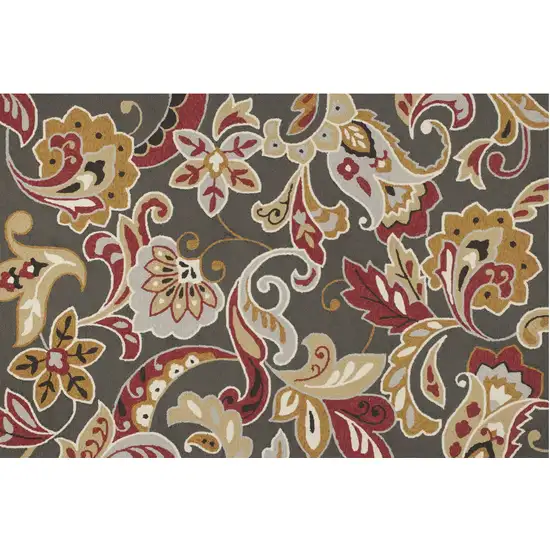 Round UV treated Polypropylene Taupe Area Rug Photo 2