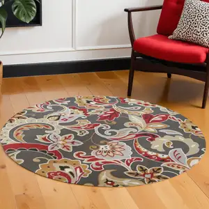Photo of Round UV treated Polypropylene Taupe Area Rug
