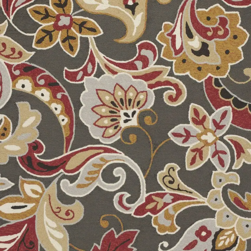 Round UV treated Polypropylene Taupe Area Rug Photo 3