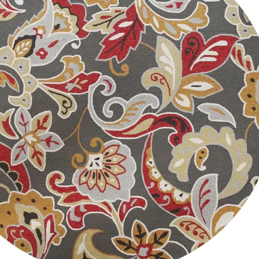 7' Taupe Round Hand Tufted Area Rug With UV Protection Photo 3