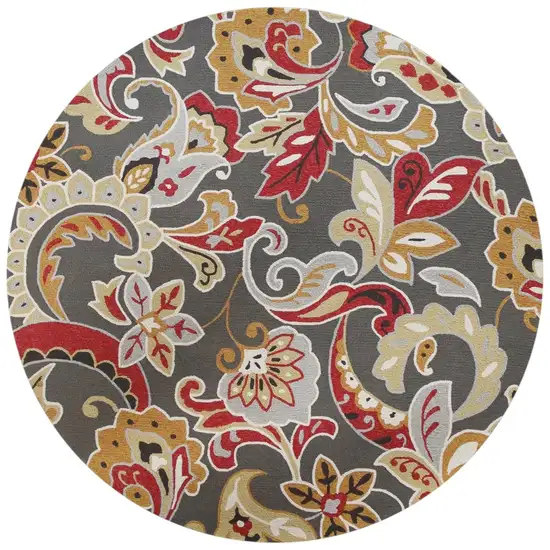 7' Taupe Round Hand Tufted Area Rug With UV Protection Photo 2