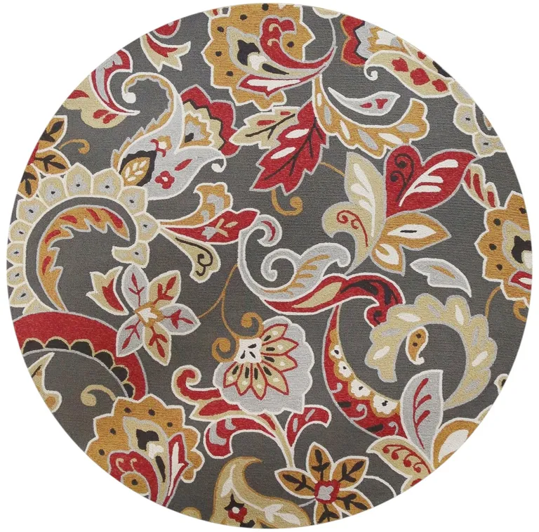Round UV treated Polypropylene Taupe Area Rug Photo 4