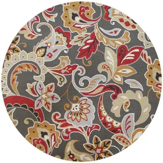 7' Taupe Round Hand Tufted Area Rug With UV Protection Photo 5