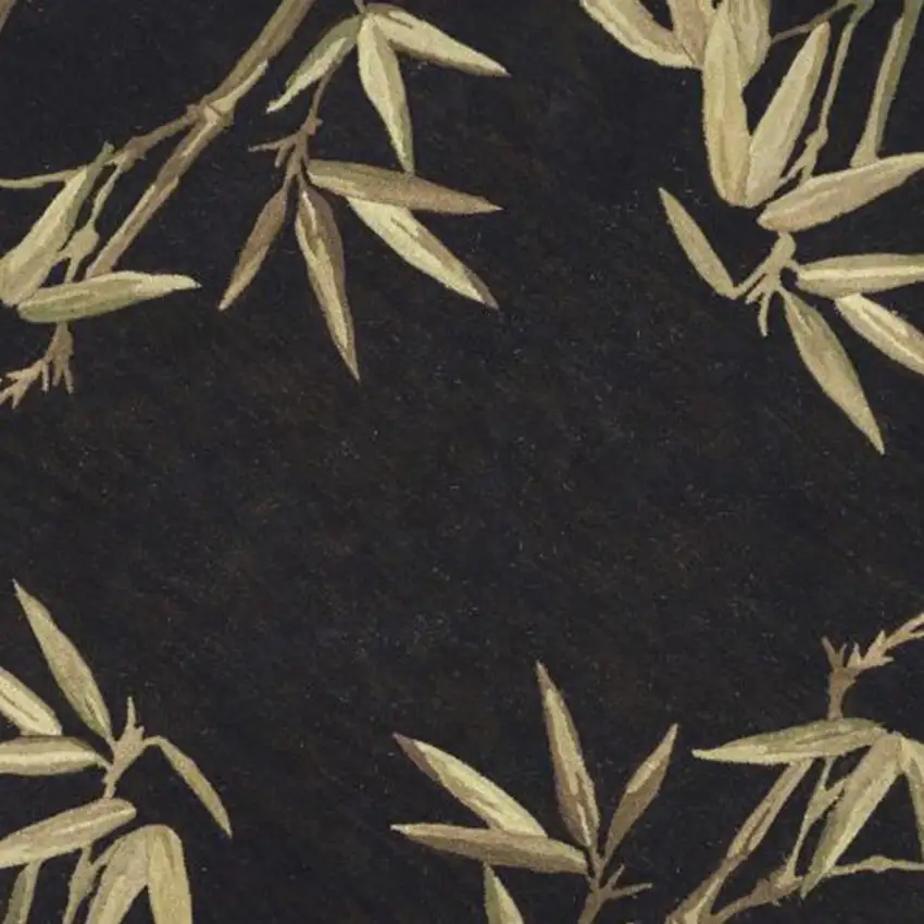 Round  Wool Black Area Rug Photo 3