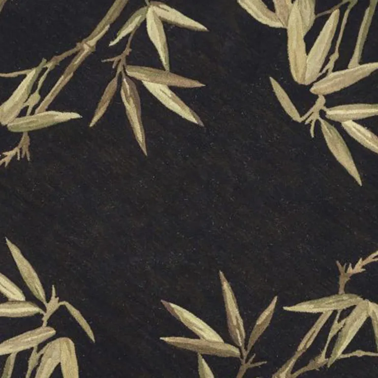 Round  Wool Black Area Rug Photo 3