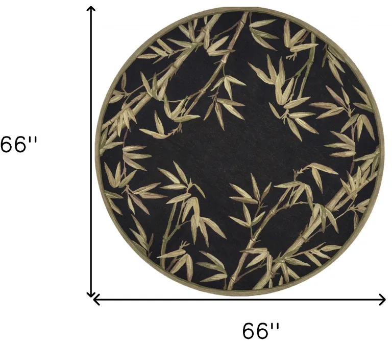 Round  Wool Black Area Rug Photo 5