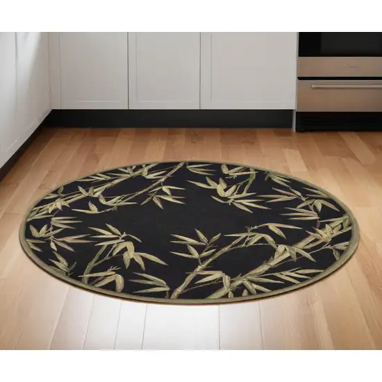 5' Black Round Wool Hand Tufted Area Rug Photo 1