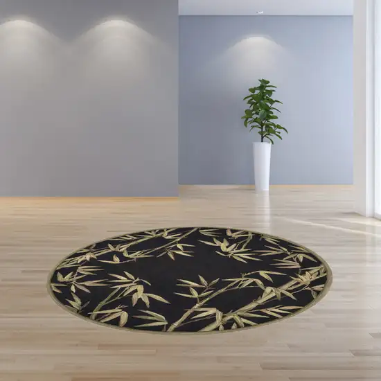Round  Wool Black Area Rug Photo 4