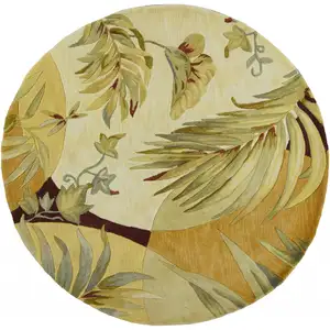 Photo of Round  Wool Coral or Ivory  Area Rug