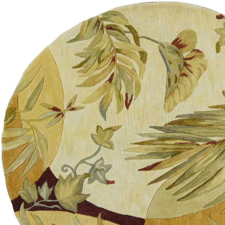 Round  Wool Coral or Ivory  Area Rug Photo 2