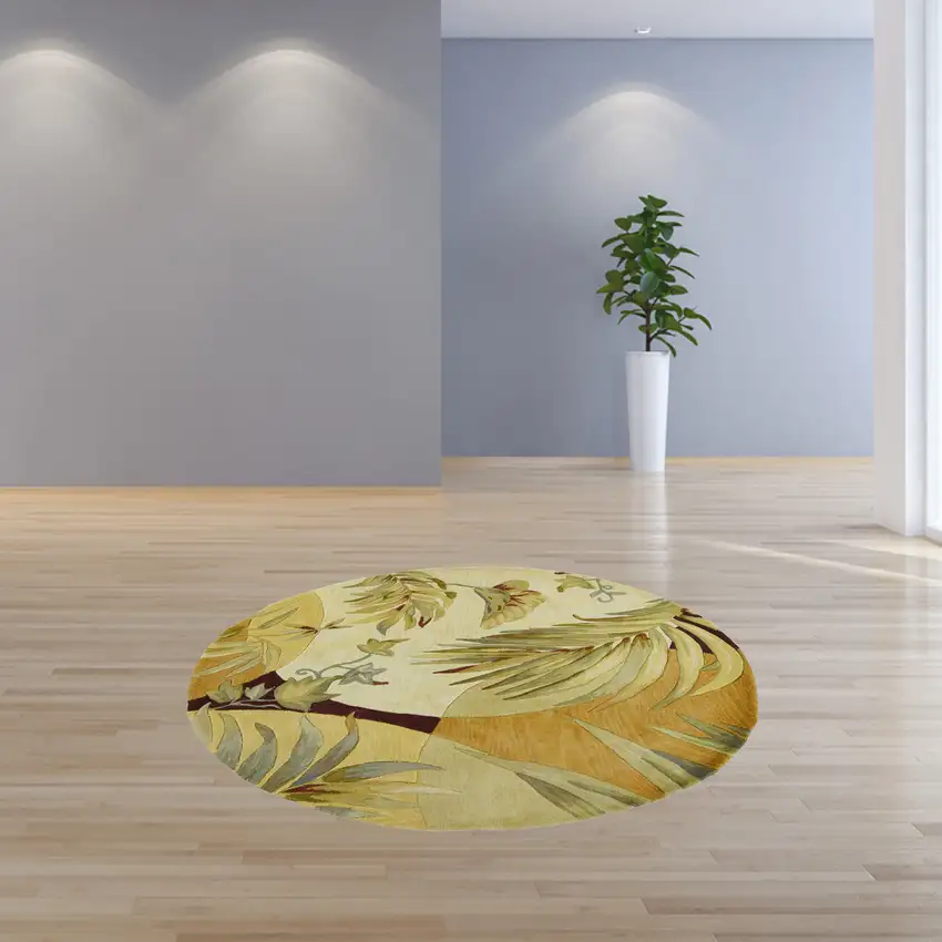 Round  Wool Coral or Ivory  Area Rug Photo 4