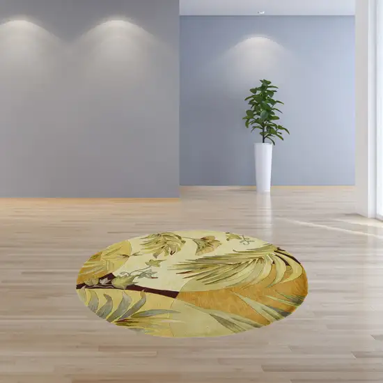Round  Wool Coral or Ivory  Area Rug Photo 4