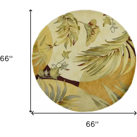 Round  Wool Coral or Ivory  Area Rug Photo 5
