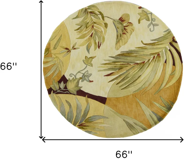 Round  Wool Coral or Ivory  Area Rug Photo 5