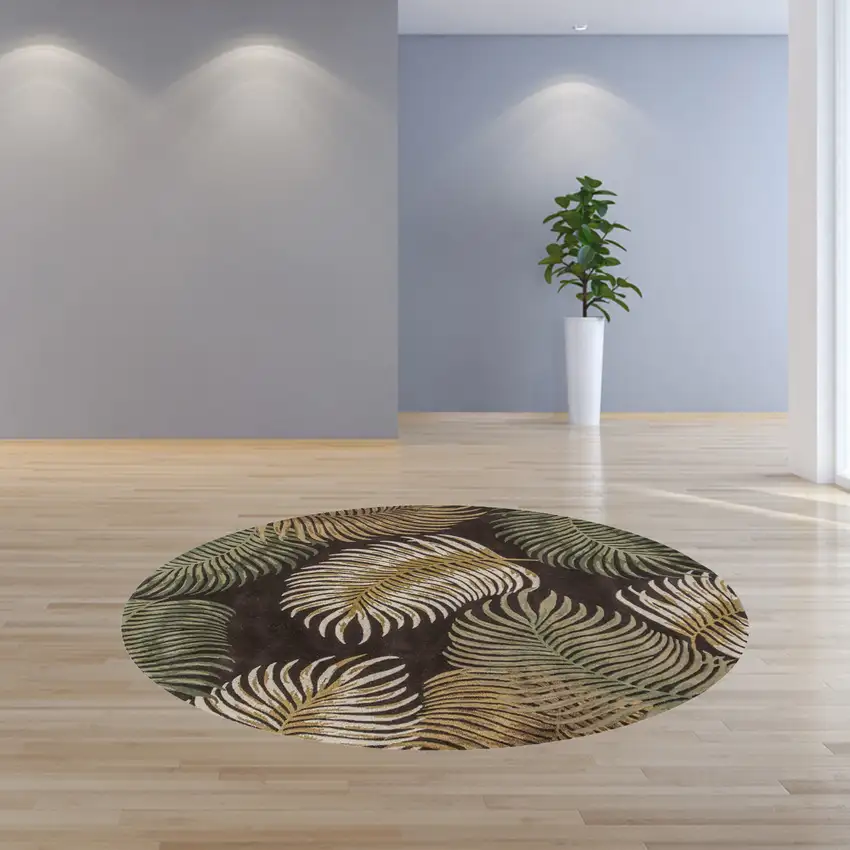 Round Wool Espresso Area Rug Photo 6