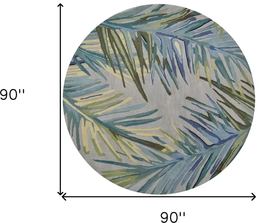 Round Wool Grey or  Blue Area Rug Photo 7