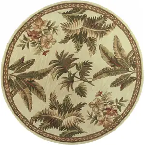 Photo of Round  Wool Ivory  Area Rug