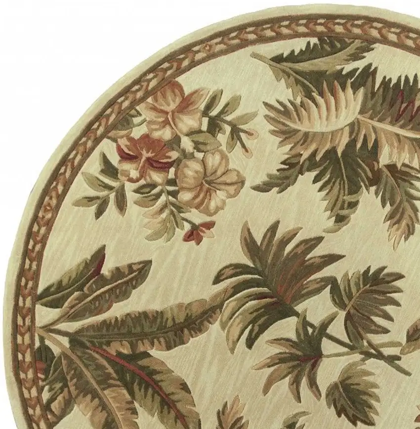Round  Wool Ivory  Area Rug Photo 2