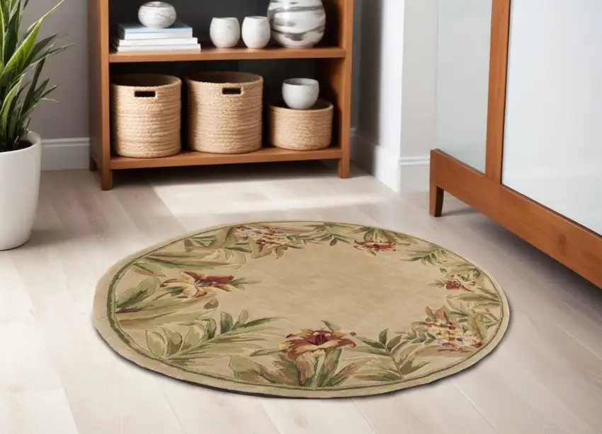 Wool Ivory  Area Rug Photo 1