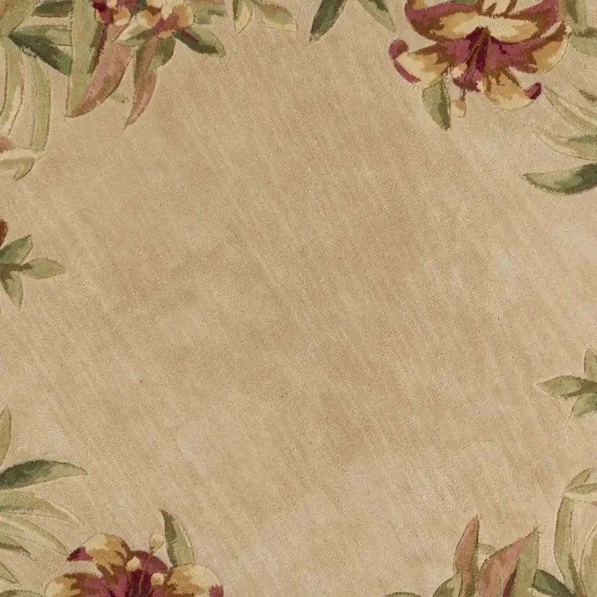 Round  Wool Ivory  Area Rug Photo 3
