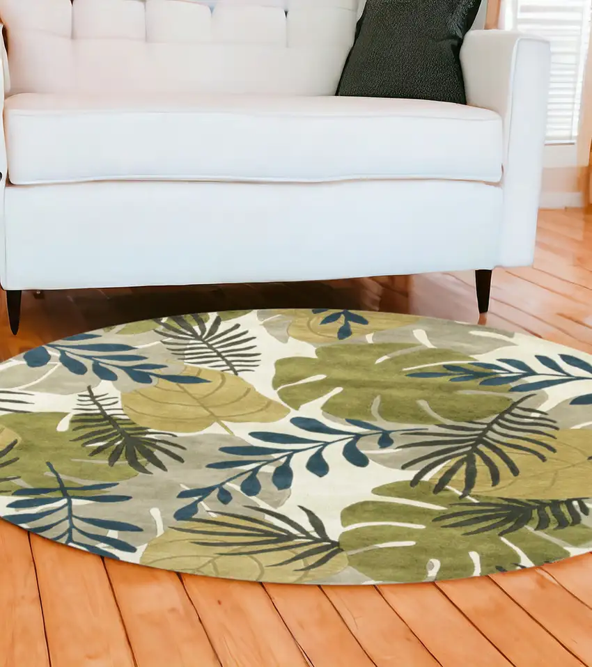 Wool Ivory  Area Rug Photo 1