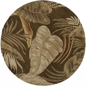 Photo of Round Wool Mocha Area Rug